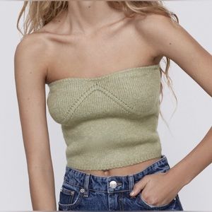 NWT Zara Green Knit Bustier size small